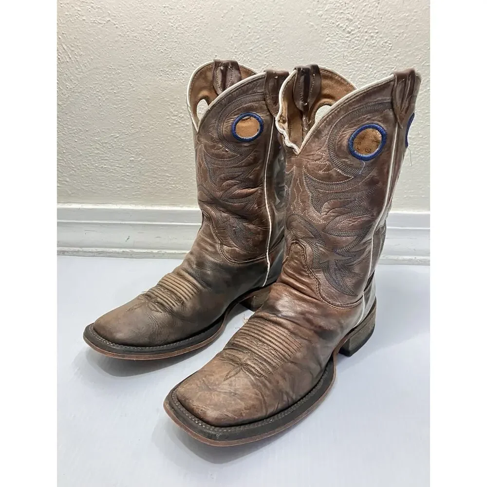 Justin Men’s 10.5 Bent Rail Caddo Square Toe Cowboy Tan Western Boots BR744
